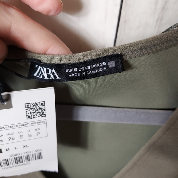 - - Zara nwt mini light green dress small long sleeve goblin core work P260 - Picture 3 of 5